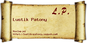 Lustik Patony névjegykártya